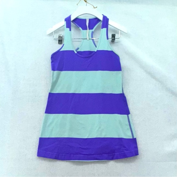 Women’s Lululemon Racerback Hip Length Tank Top Purple & Sea foam Green Small - Picture 1 of 3
